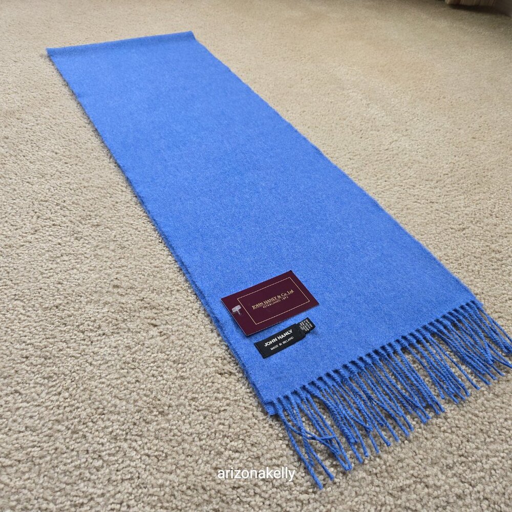 NWT John Hanly Extra Fine Merino Wool Scarf Blue - Picture 7 of 10